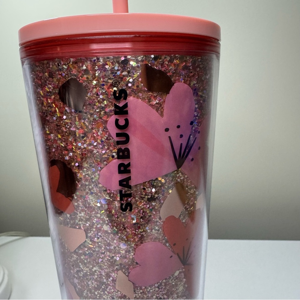Starbucks Pink Floral Glitter Tumbler